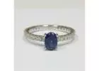 Find Oval Cut Blue Sapphire Prong Set Ring With Round Diamonds