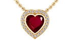 Stunning Rare Untreated Heart Shape Ruby Designer Pendant With Round Diamonds (0.65cttw)