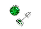 Find Bezel Set Round Emerald White Gold Earrings