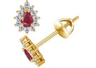 Looking for a Pear Shape Ruby Earrings With Round Diamonds (4.19cttw)