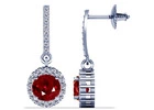 Purchase Round Shape Ruby Dangling Earrings With Round Diamonds (2.91cttw.)